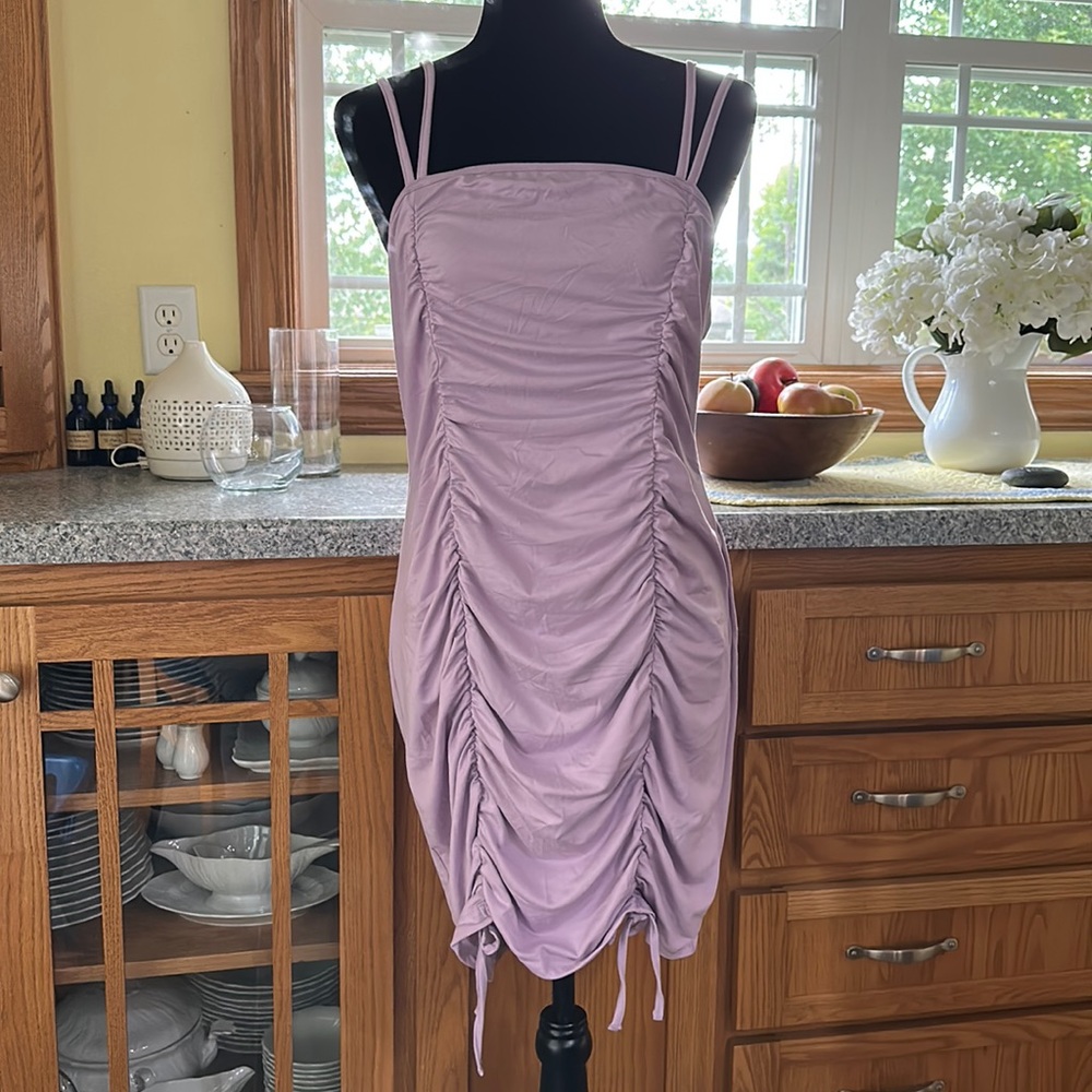 Lilac purple ruched dress NWOT